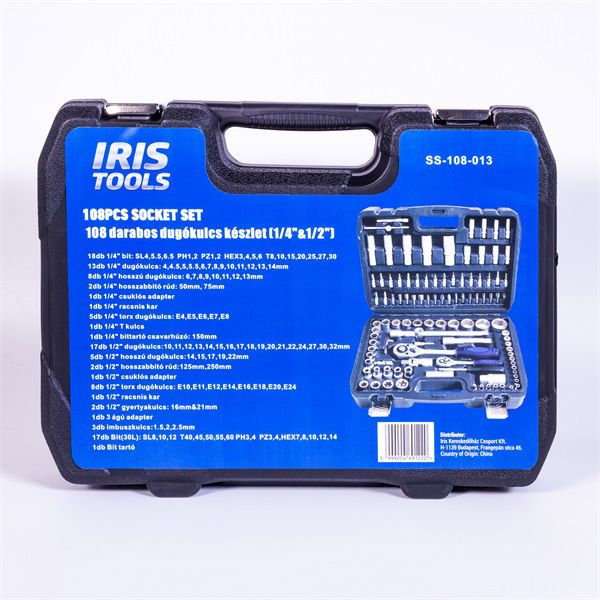 IRIS TOOLS SS-108-013 108 darabos dugókulcs készlet (1/4&quot;&amp;1/2&quot;)