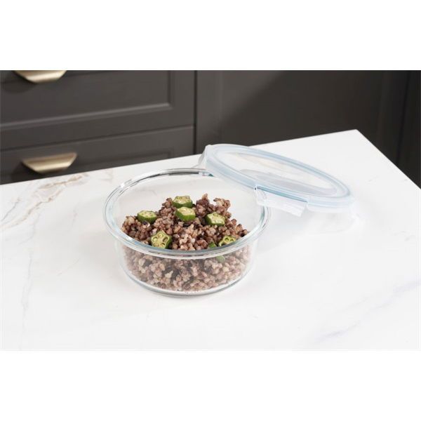 TOO KT-89 üveg 650 ml-es sütőbe helyezhető kerek ételtároló csatolható műanyag tetővel