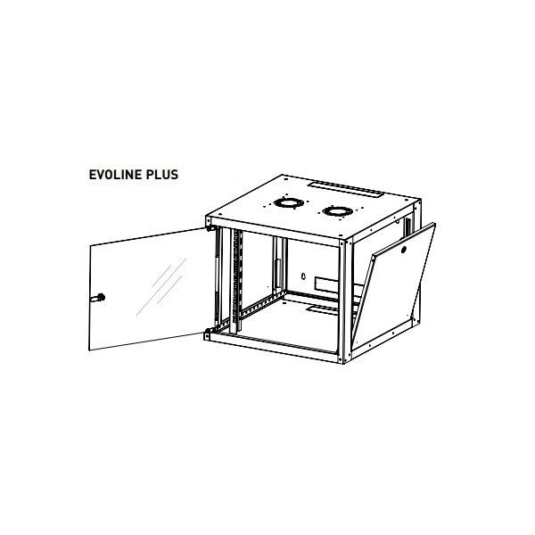 Legrand EVO12U6045P Evoline+ 19&quot; 12U 600x450mm levehető oldallapos üvegajtós egyrészes fali rack szekrény