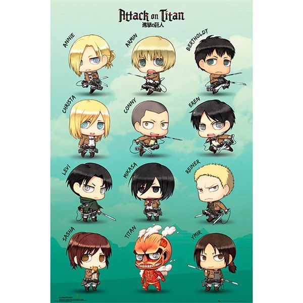 Attack on Titan &quot;Chibi characters&quot; 91,5x61 cm poszter