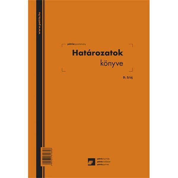 D.3/UJ A4 &quot;Határozatok könyve&quot; nyomtatvány