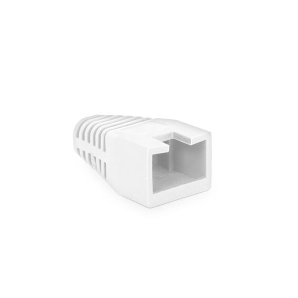 Rülstein 05287FH RJ45 8P8C moduláris dugókhoz fehér 100db &quot;sima&quot; törésgátló