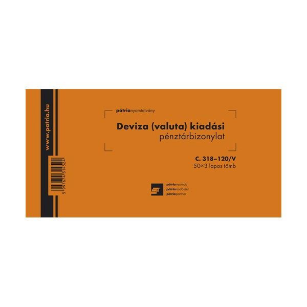 C.318-120/V 50x3lapos &quot;Deviza (valuta) kiadási pénztárbizonylat&quot; nyomtatvány