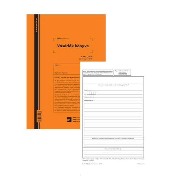 B.11-1/V/UJ A4 25x2lap álló GDPR kompatibilis &quot;Vásárlók könyve&quot; nyomtatvány