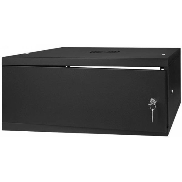 Stalflex RC19-4U-450MB 19&quot; 4U 450 mm mély lapraszerelt fekete fém ajtós fali rack szekrény