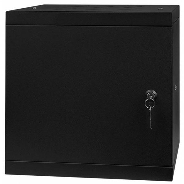Stalflex RC10-6U-300MB 10&quot; 6U 300 mm mély lapraszerelt fekete fém ajtós fali rack szekrény
