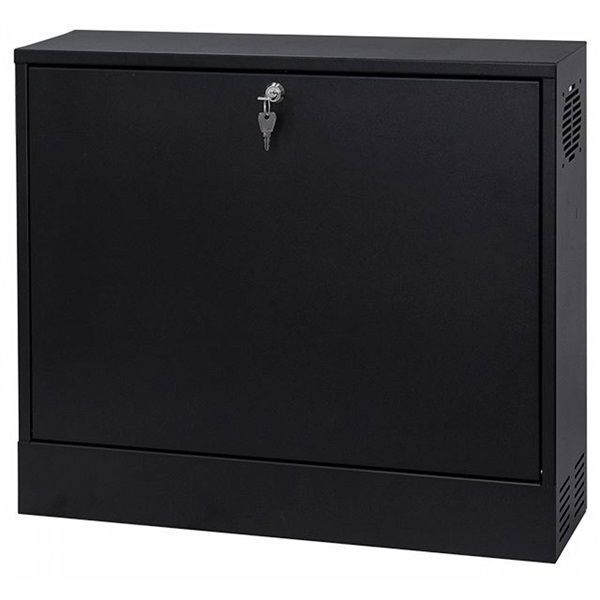 Stalflex CR19-2U-130-B 19&quot; 2U 130mm mély fekete fém ajtós fali rack szekrény
