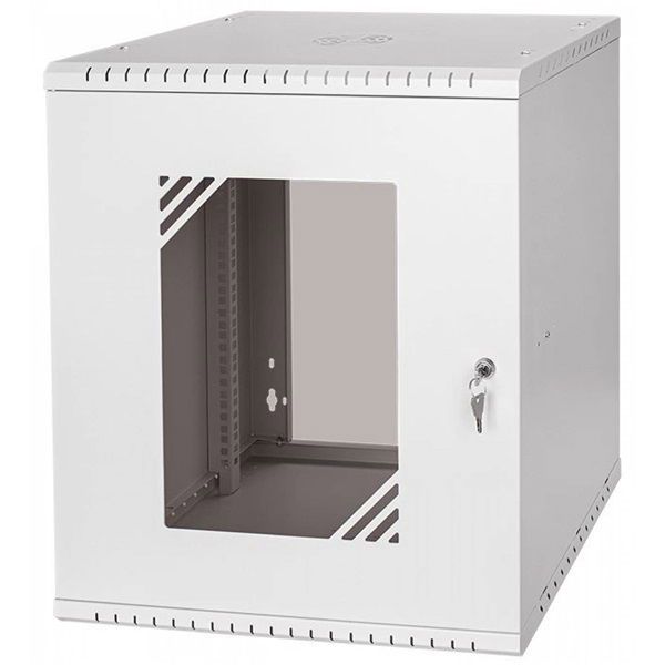 Stalflex RC19-12U-450GG 19&quot; 12U 450 mm mély lapraszerelt szürke üveg ajtós fali rack szekrény