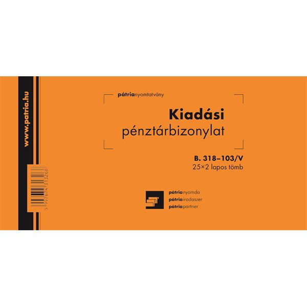 B.318-103/V 25x2lapos &quot;Kiadási pénztárbizonylat&quot; nyomtatvány