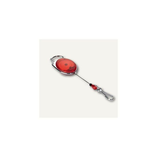 Névjegykártyatartó kihúzható karabineres, Durable with Snap Hook piros