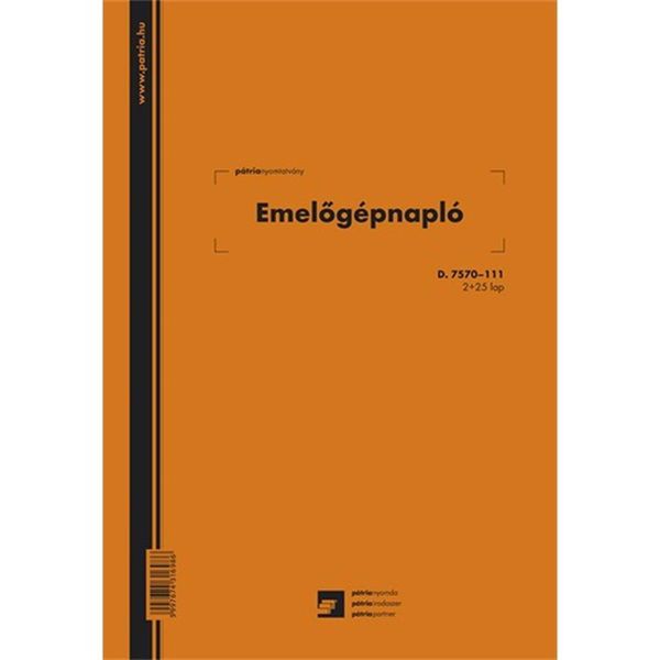 Emelőgépnapló 2+25lapos A4, álló