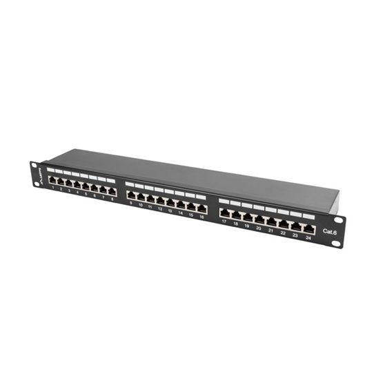Lanberg Patch panel 24 port 1U 19&quot; CAT.6 árnyékolt, fekete
