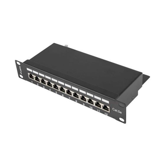 Lanberg Patch panel 12 port 1U 10&quot; CAT.5e árnyékolt, fekete