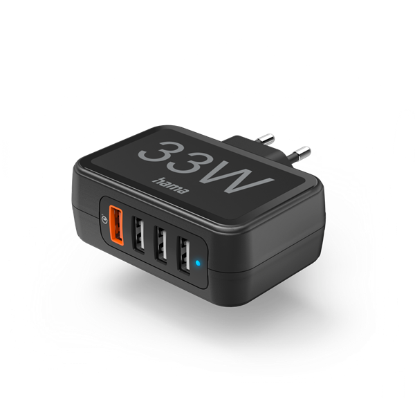 Hama Hálózati Töltő 4 port QC/PD 33W Black