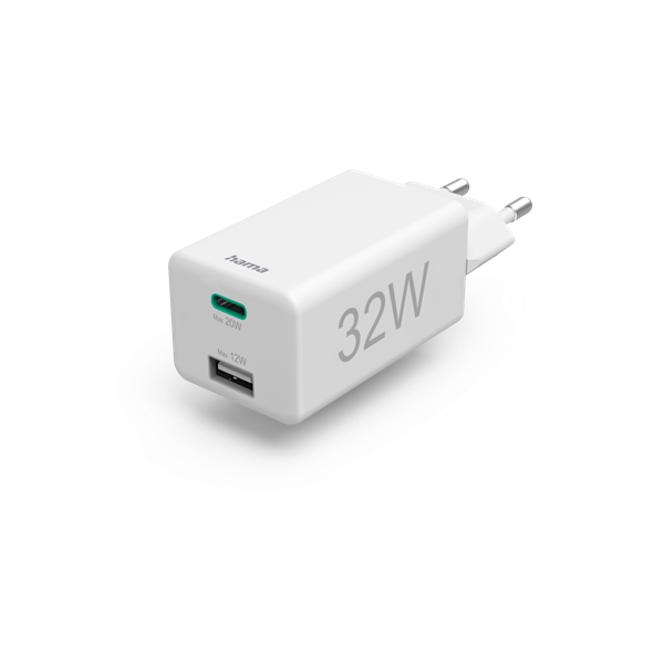 Hama Univerzális Hálózati Töltő USB &amp; TYPE-C &quot;PD&quot; QC&quot; 32W White