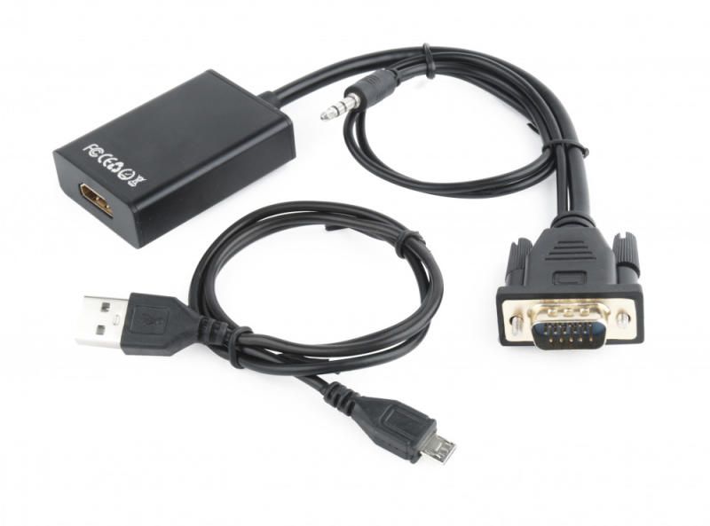 Gembird VGA-&gt;HDMI/v1.4/1920x1080/60Hz/audio A-VGA-HDMI-01 Átalakító
