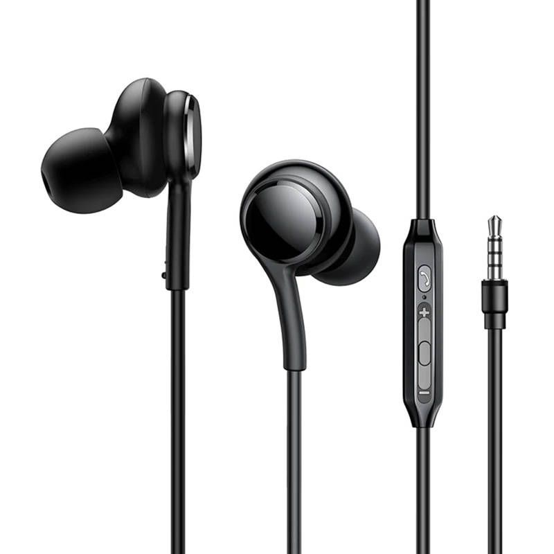 Joyroom Earphones JR-EW02 3,5mm jack 4pin fekete Fülhallgató