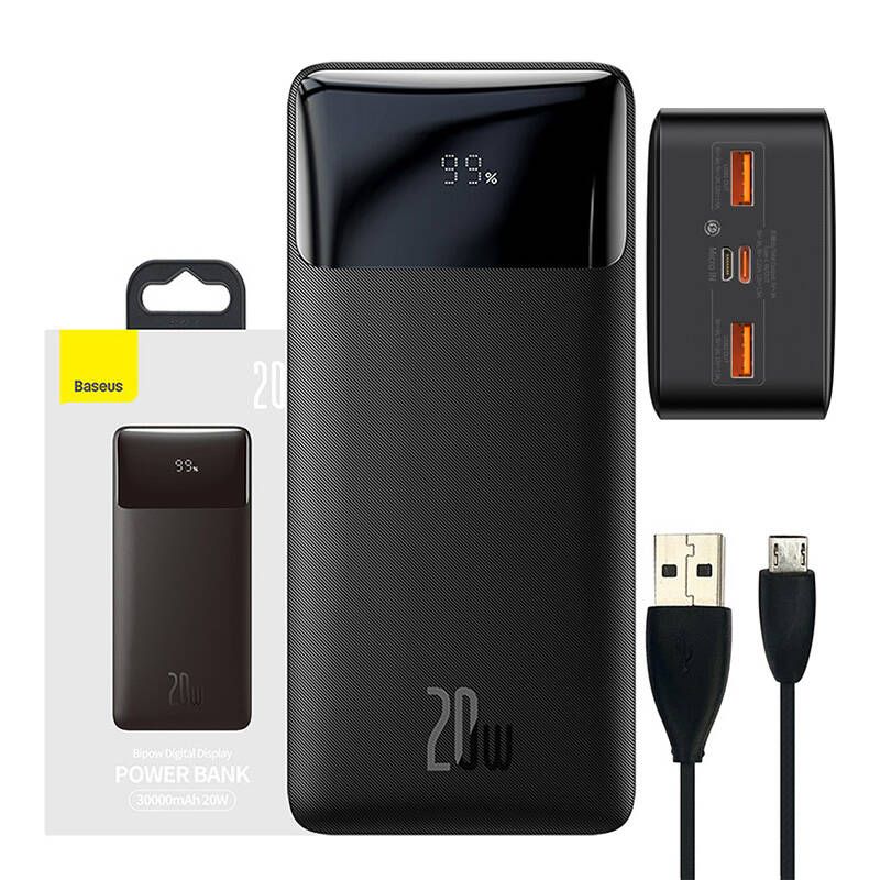 Baseus Bipow PPBD050401 30.000mAh 20W kijelzős Powerbank fekete