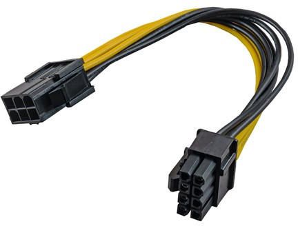 Akyga  6pin-&gt;8pin 20cm PCIe AK-CA-07 tápkábel