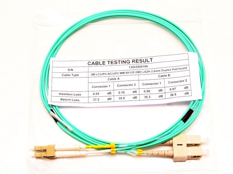 OptiC 12765 SC-LC 2m 50/125 duplex patch OM3 Kábel optikai szerelt