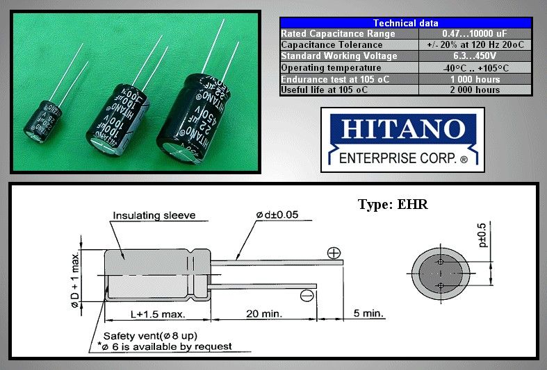 Hitano 470/25P-105 H 470UF 25V 105 kond.