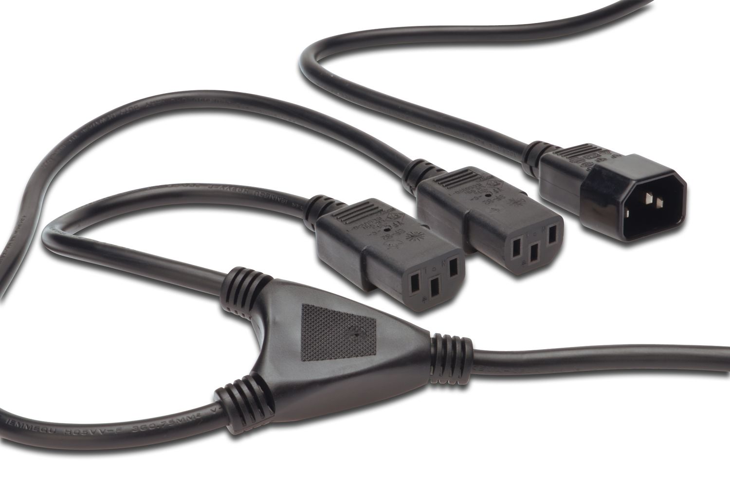 Digitus AK-440400-017-S &quot;Y&quot; elosztó 230V UPS IEC C14 - 2xC13 Kábel  splitter