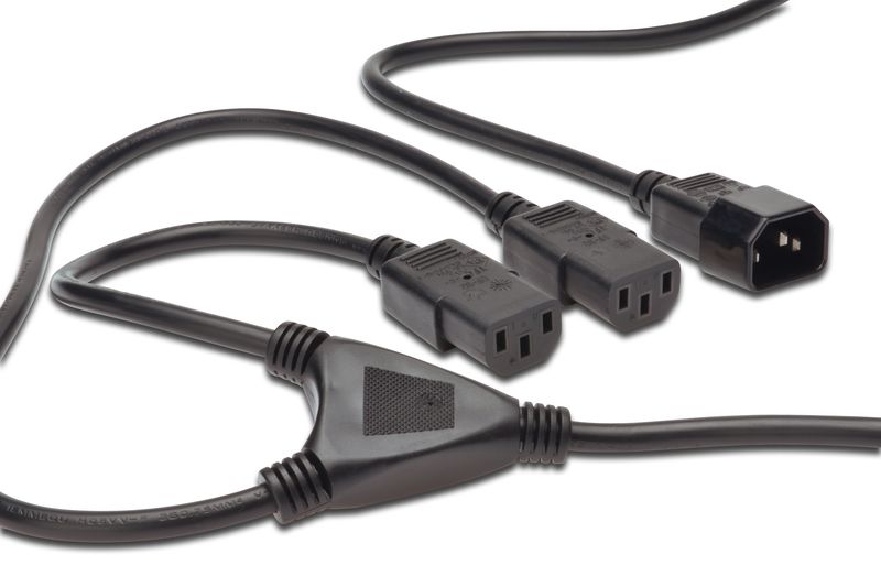 Digitus AK-440400-017-S &quot;Y&quot; elosztó 230V UPS IEC C14 - 2xC13 Kábel  splitter
