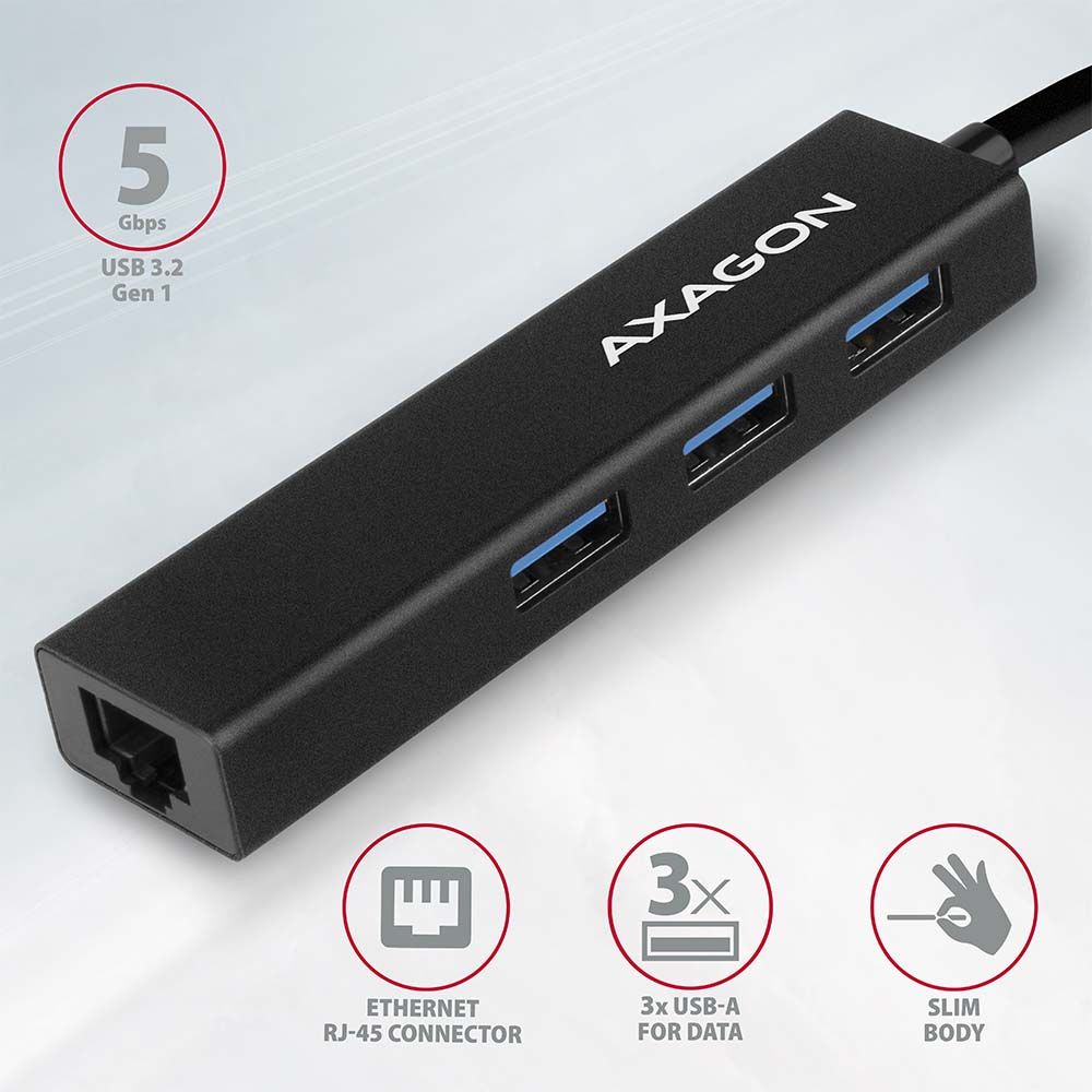 Axagon HMA-GL3A 3port USB3.2 HUB + RJ45 Gigabit LAN