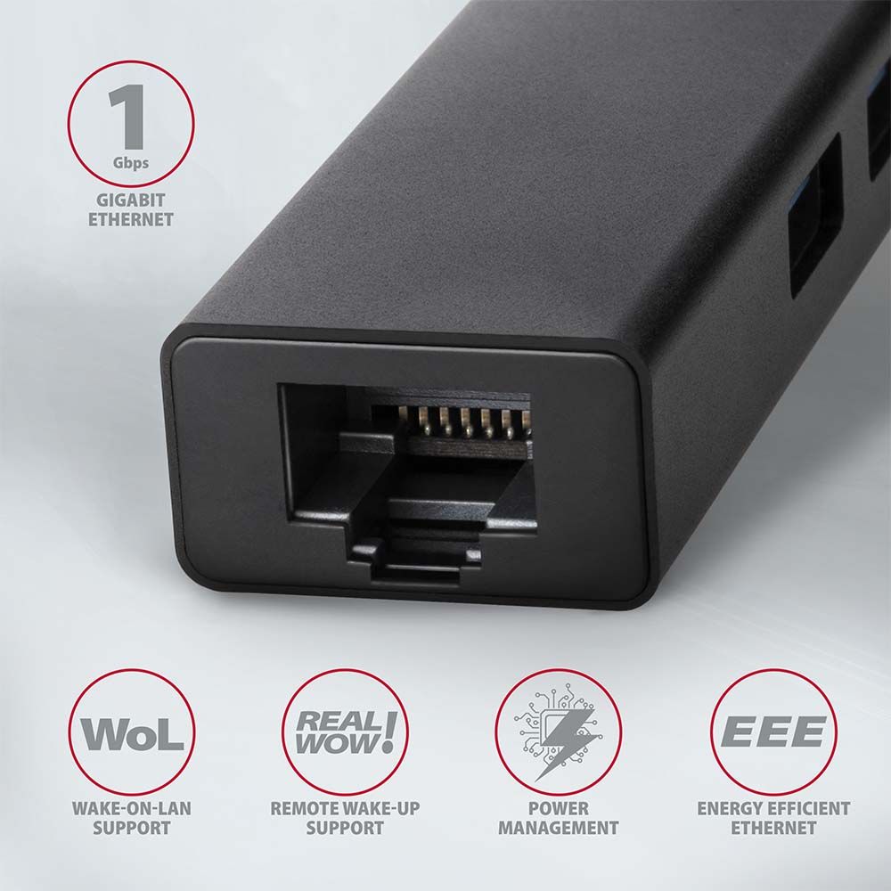 Axagon HMA-GL3A 3port USB3.2 HUB + RJ45 Gigabit LAN