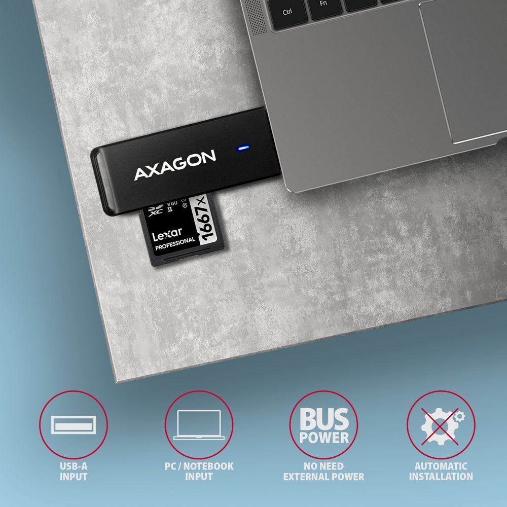 AXAGON CRE-S2N USB3.0 külső kártyaolvasó