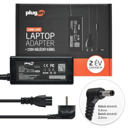 ASUS (AD03713, AD03714) 19V 3,42A 65W (4,5mm/3mm) utángy. laptop töltő