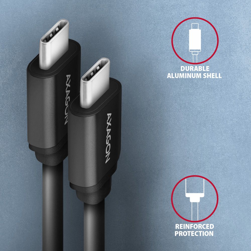 Axagon BUCM-CM10TB USB-C - USB-C 0,6m kábel (480Mb/s/3A/60W)