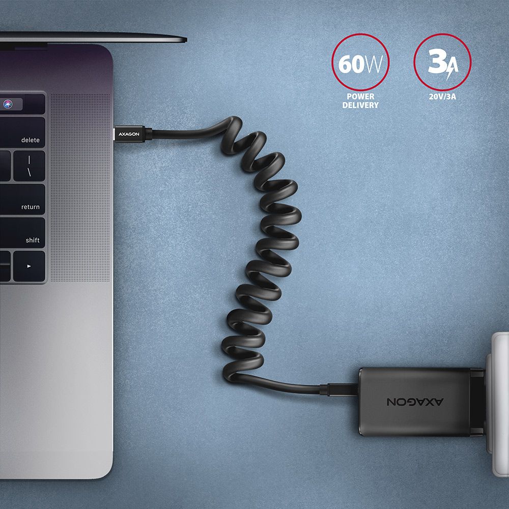 Axagon BUCM-CM10TB USB-C - USB-C 0,6m kábel (480Mb/s/3A/60W)
