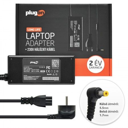 ACER PLUGON 12870 19V 4,74A 90W utángy. (5,5x1,7) NB töltő