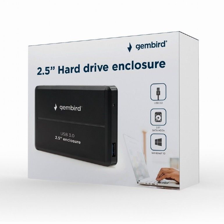 Gembird SATA 2.5&quot; USB3.0 alu. SSD ház fekete