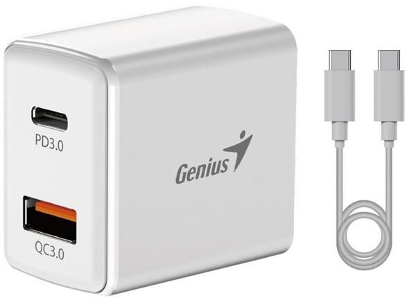 Genius PD-20ACP 20W USB/Type-C fehér hálózati töltő + kábel