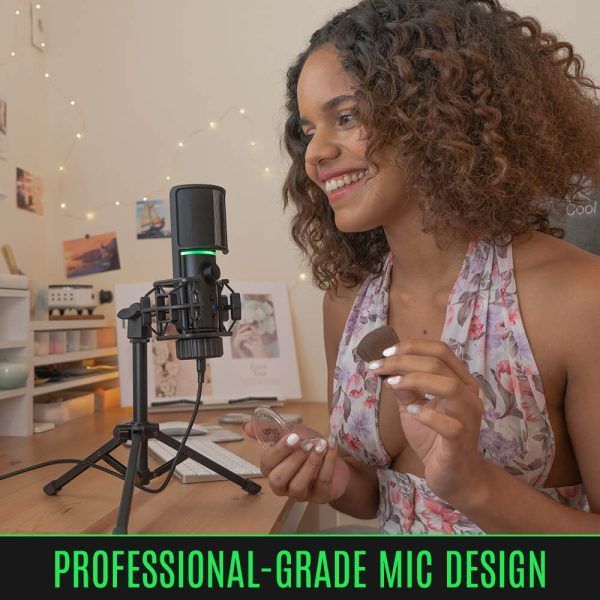 Streamplify MIC RGB Tripod kardioid kondenzátor USB-s fekete mikrofon