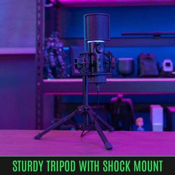Streamplify MIC RGB Tripod kardioid kondenzátor USB-s fekete mikrofon