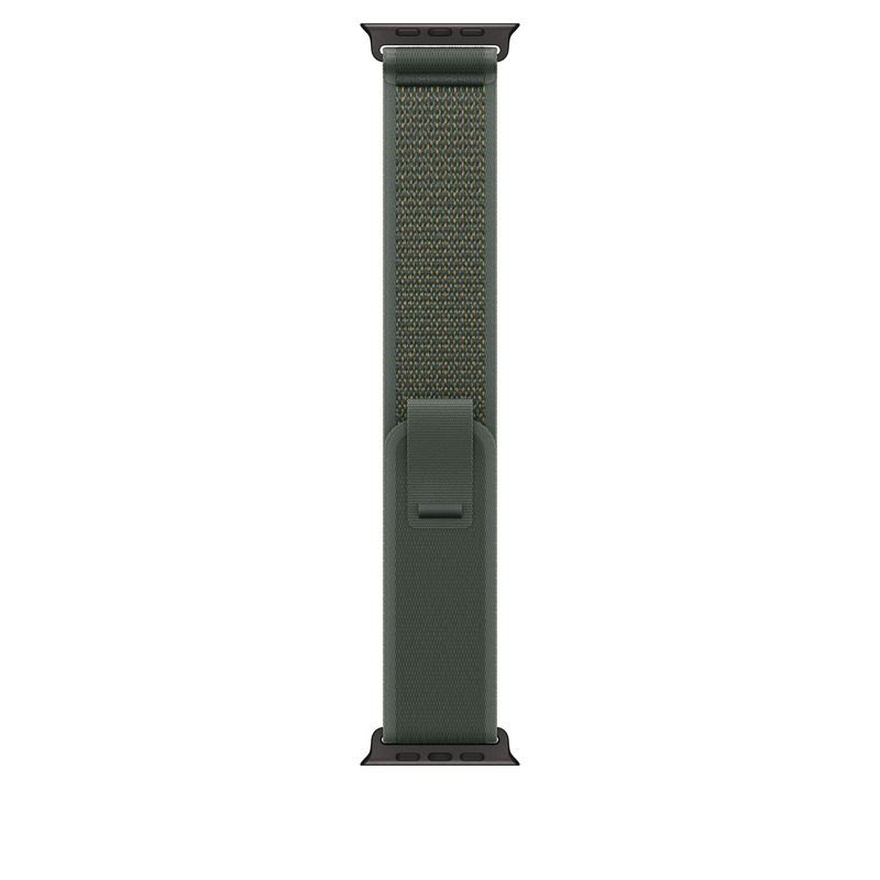 Apple Watch 49mm Loop:  Green Trail Loop - S/M - Black Titanium Finish