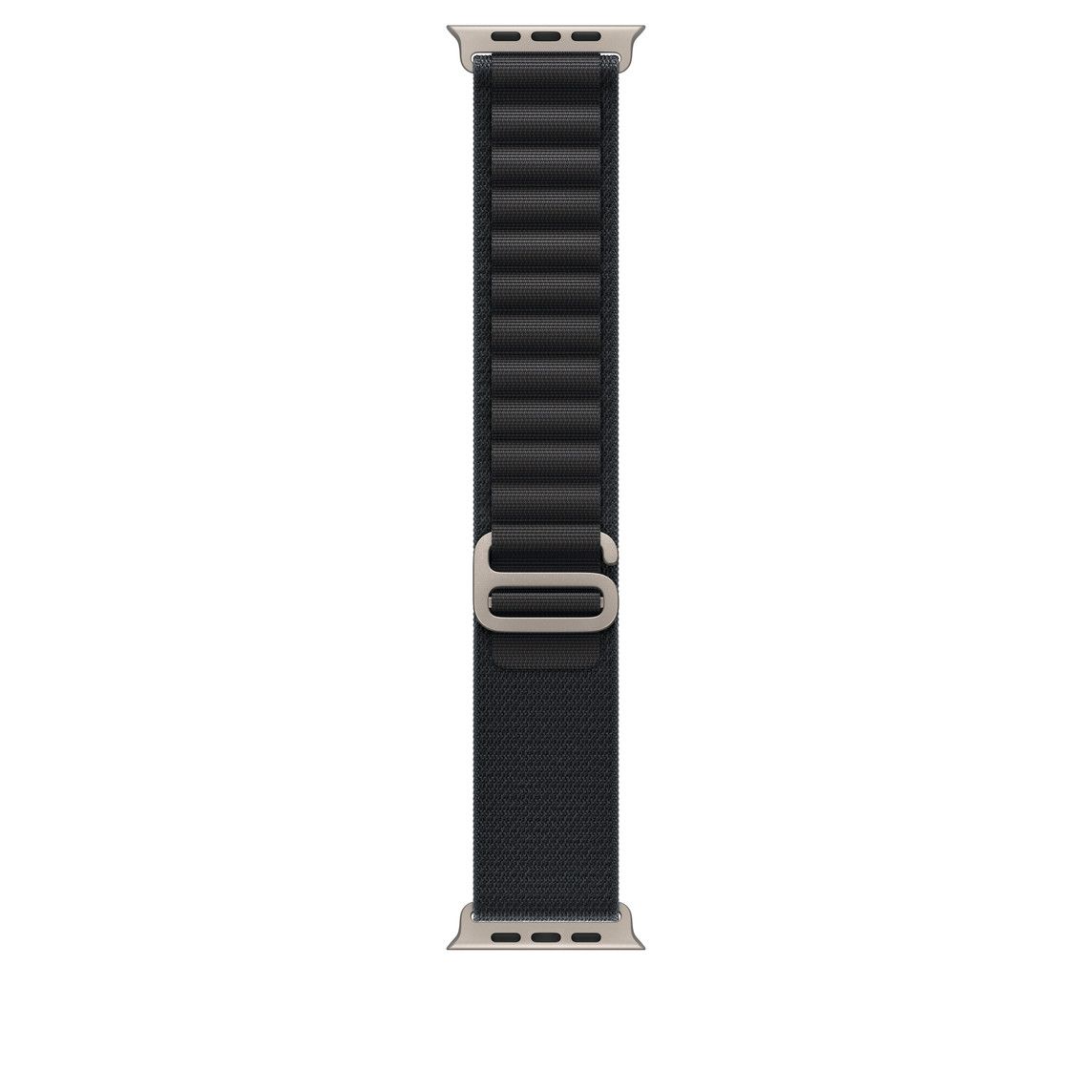 Apple Watch 49mm Loop:  Black Alpine Loop - Large - Natural Titanium Finish