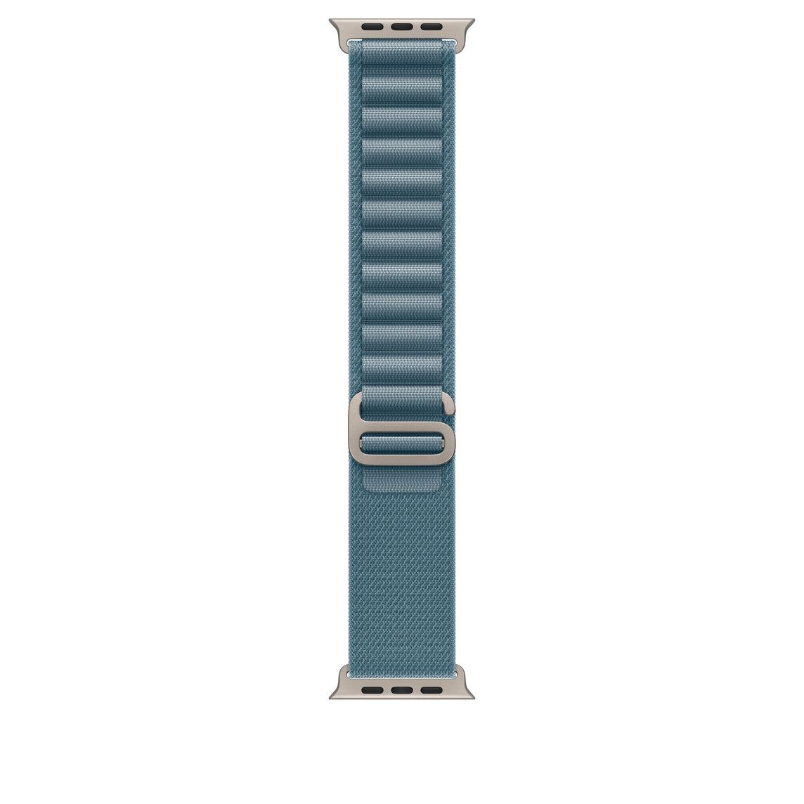 Apple Watch 49mm Loop:  Light Blue Alpine Loop - Large - Natural Titanium Finish