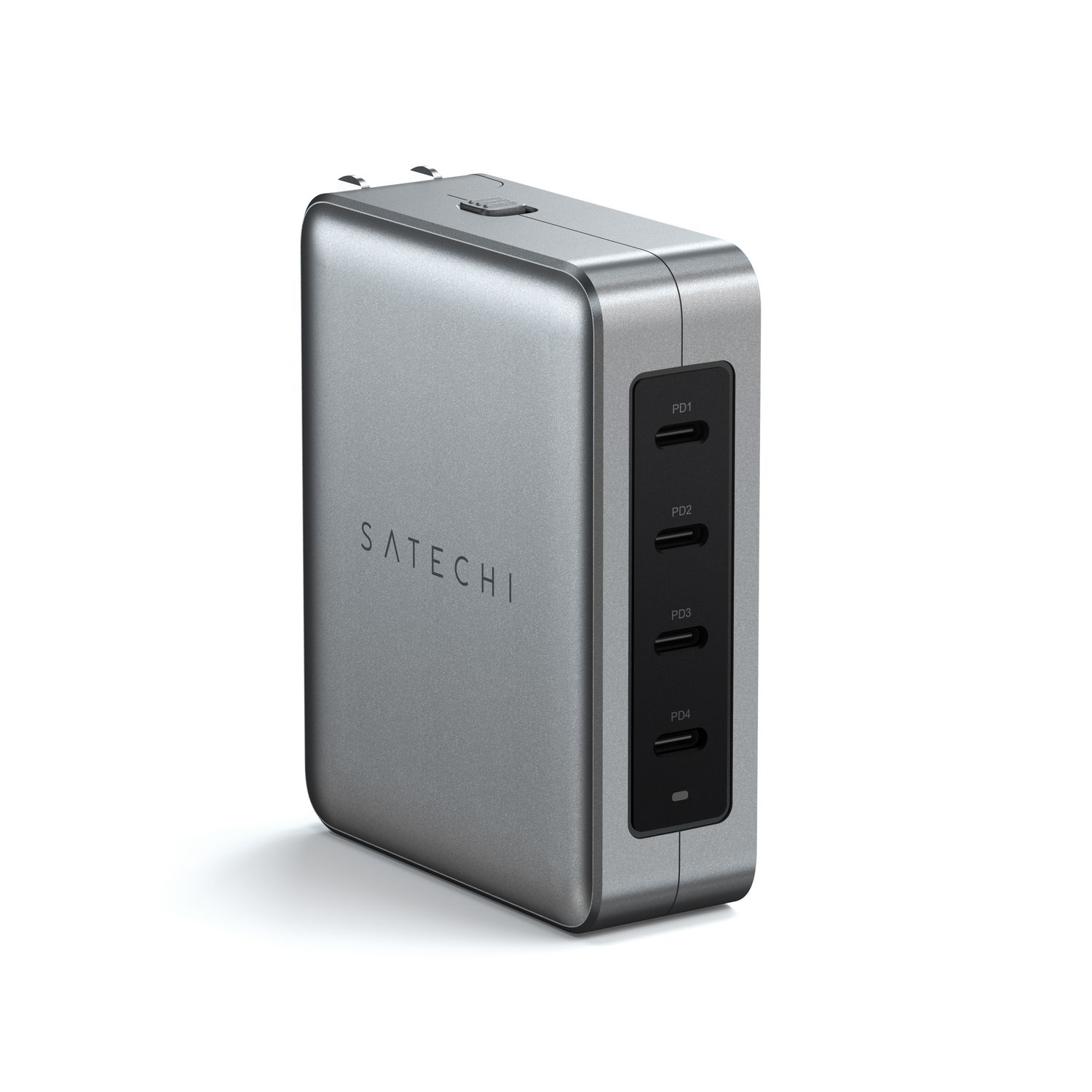 Satechi Travel Chrager 145W USB-C 4-Port (4x USB-C PD, UK-EU-AU-US adapte &amp; mesh bag inc.) - Space Grey