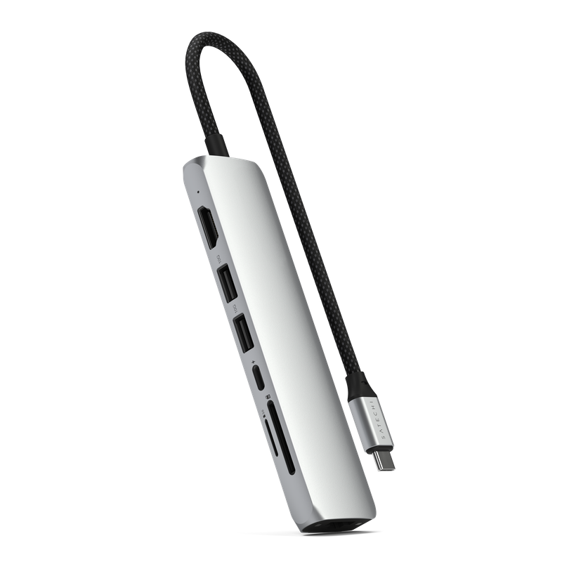 Satechi 7-in-1 USB-C Slim Multiport Adapter with Ethernet - Silver