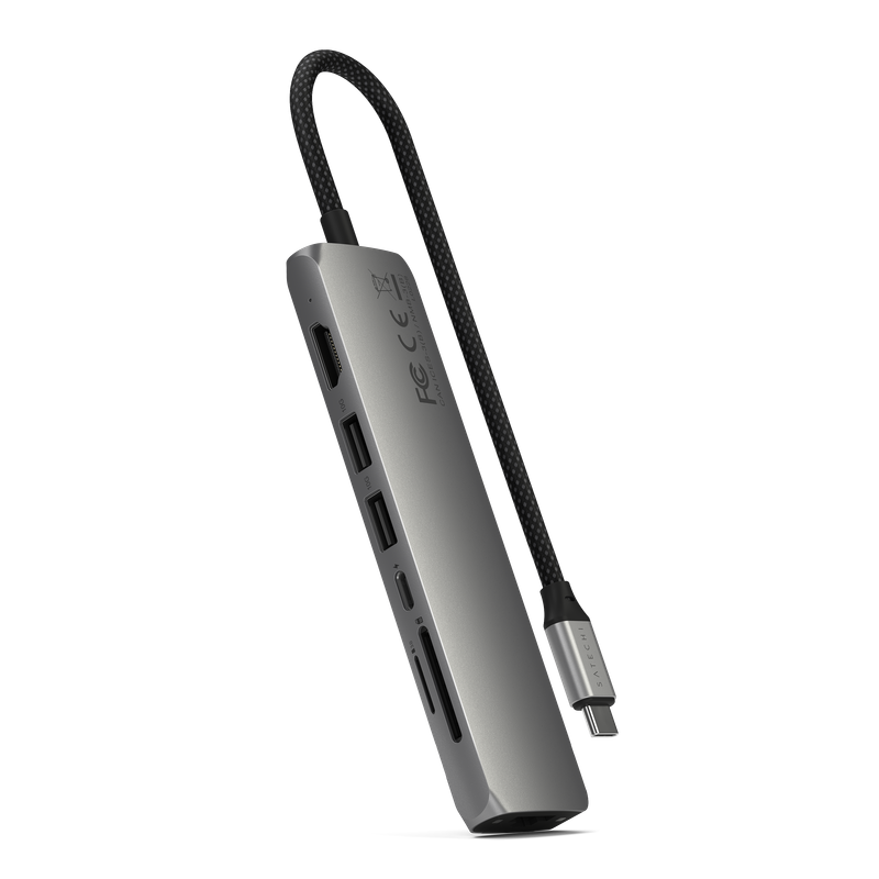 Satechi 7-in-1 USB-C Slim Multiport Adapter with Ethernet - Space Grey