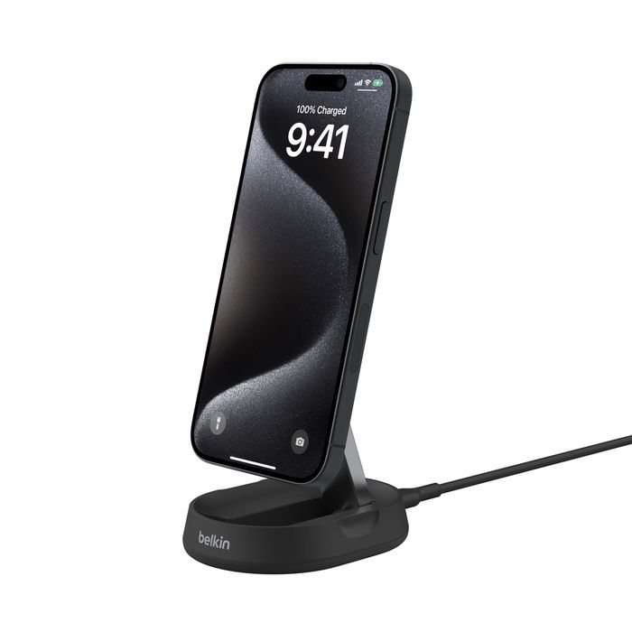 Belkin BOOSTCHARGE PRO Convertible Qi2 15w Magnetic Charging Stand, w/PSU - Black