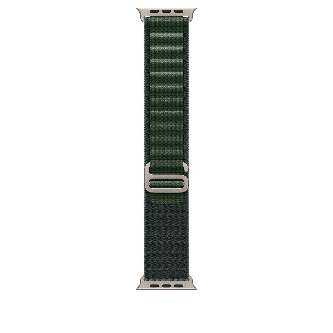 Apple Watch 49mm Loop:  Dark Green Alpine Loop - Small - Natural Titanium Finish