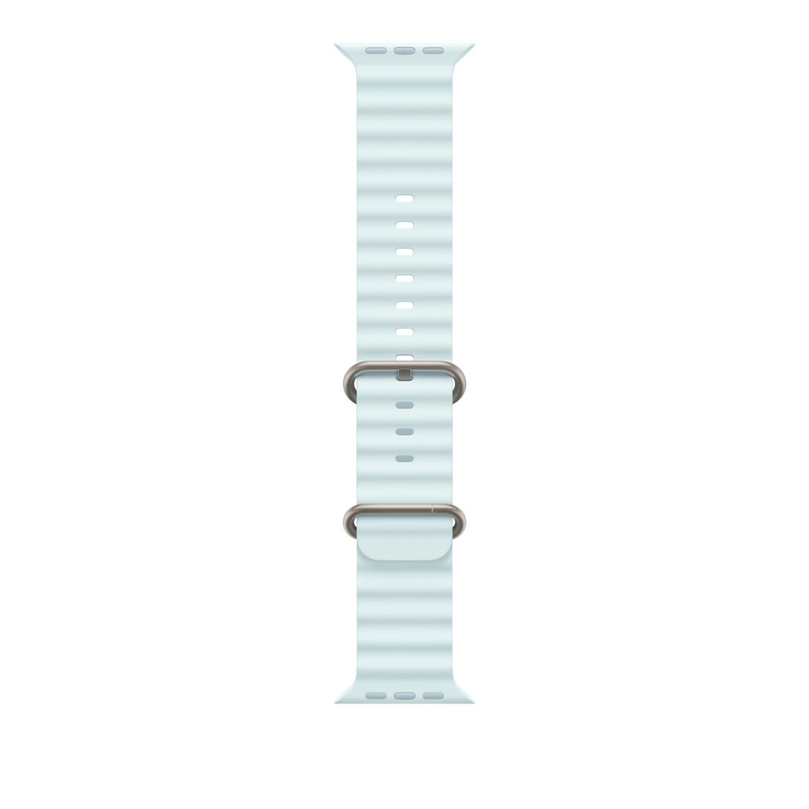 Apple Watch 49mm Band:  Ice Blue Ocean Band - Natural Titanium Finish