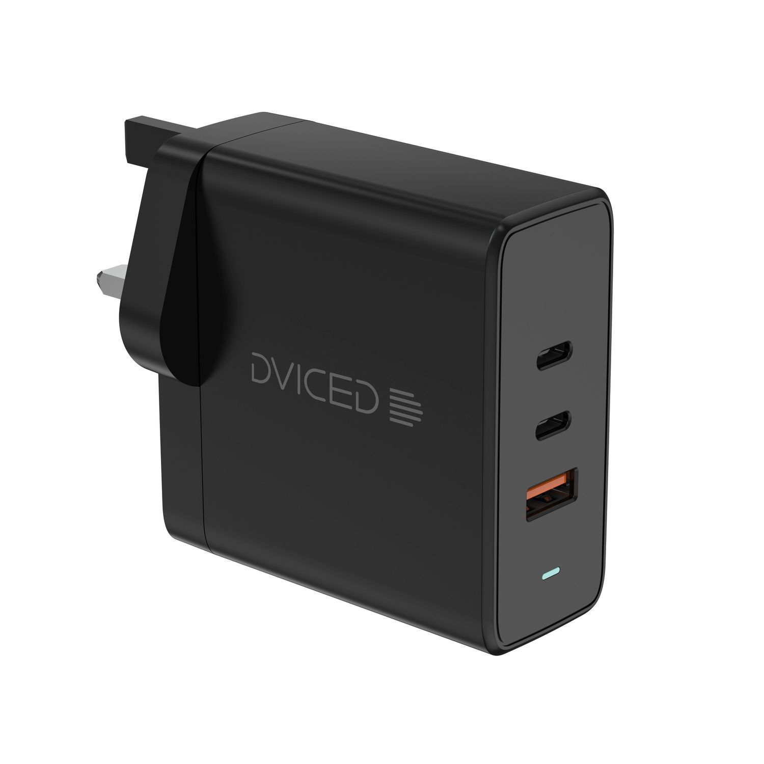 Dviced Wall charger 65W GaN 2 USB-C, 1 USB-A UK - Black