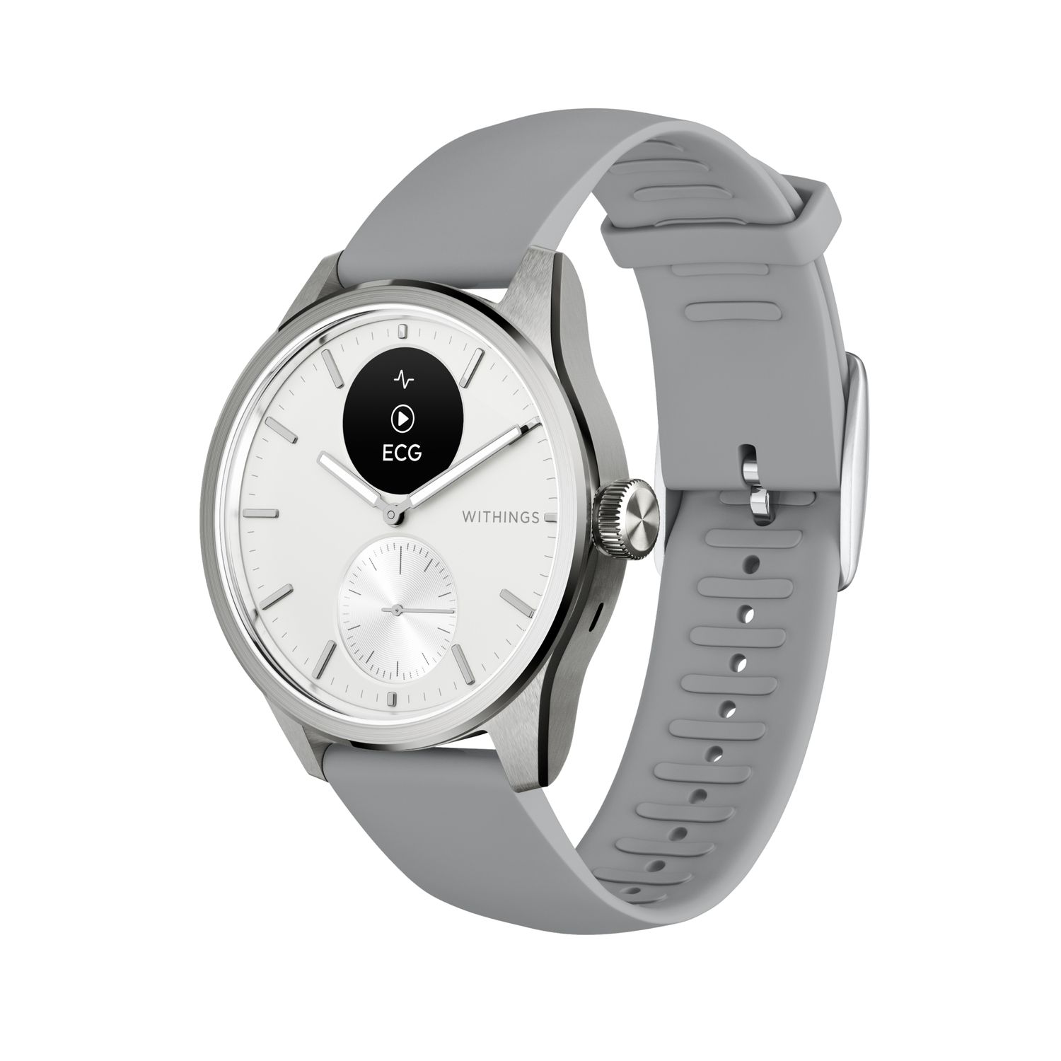 Withings Scanwatch 2 / 42mm (Activity, Sleep Tracker, ECG, Temperature, SPO2 / Stainless steel, fkm wristband, sapphire glass) - White