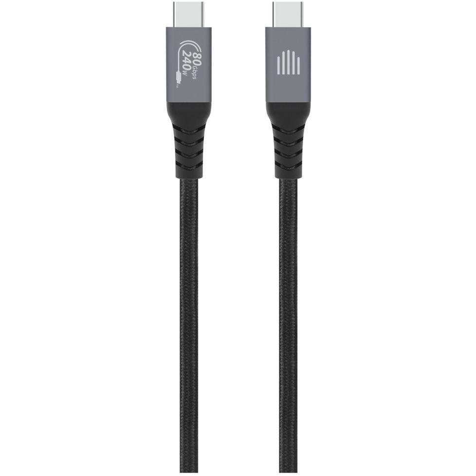 Dviced USB4 Braided Cable, 80 Gbps, 240 W, (Thunderbolt compatible), 1m - Black